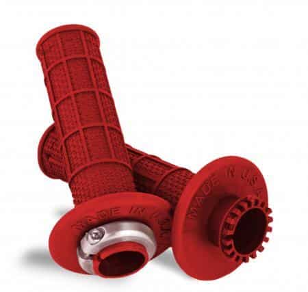 Red Dirt Bike Grips - A’ME - Clamp-On Full Waffle Grips