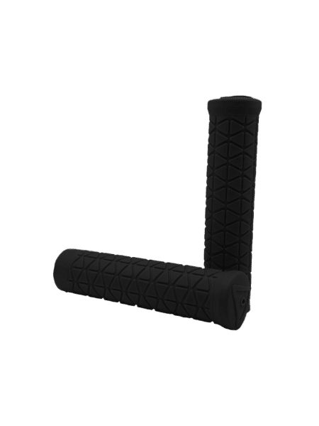 Black MTB grip with TRI pattern and no flange for mountain bikes.