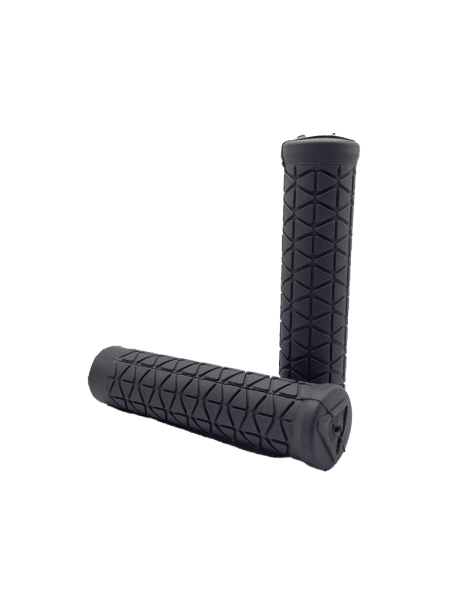 Grey MTB grip with TRI pattern and no flange for mountain bikes.