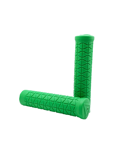 Green MTB grip with TRI pattern and no flange for mountain bikes.