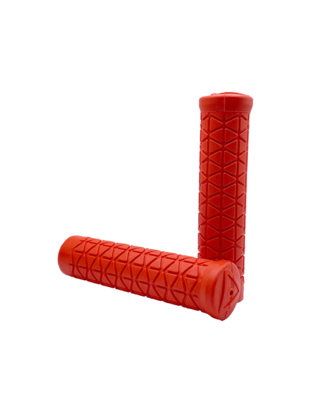 Orange MTB grip with TRI pattern and no flange for mountain bikes.