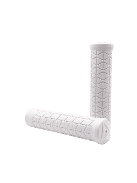 White MTB grip with TRI pattern and no flange for mountain bikes.
