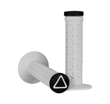 White Old School BMX Bike Grips – A’ME – 702’s with new Grip Saver Plus